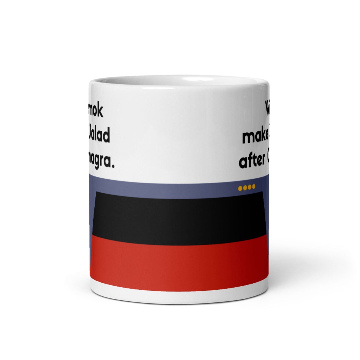 Picard Darmok and Jalad phrase mug, TNG coffee mug with red command stripe, humorous Star Trek cultural reference mug