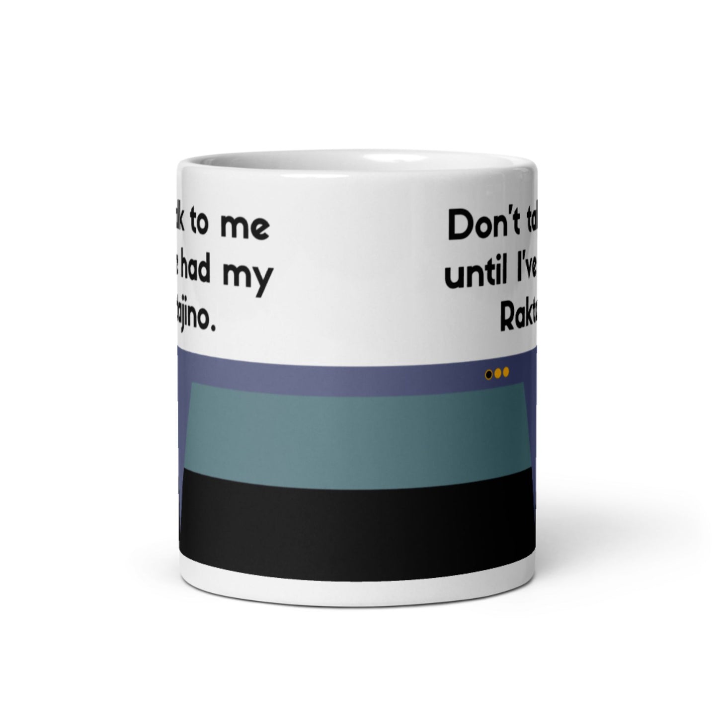 Deep Space Nine coffee lover mug, Starfleet Science Division stripe mug, "Raktajino" mug with Dax phrase