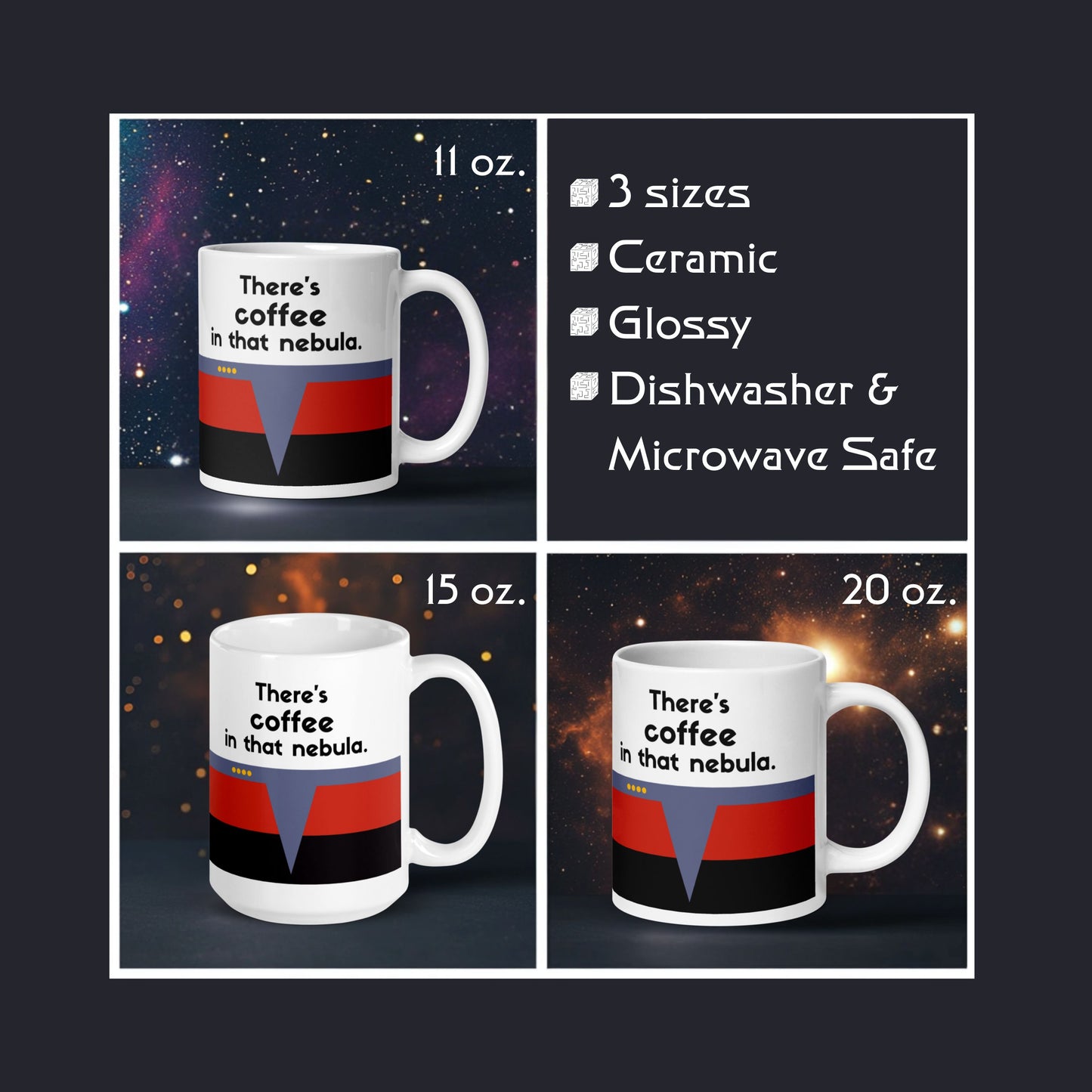 Captain Janeway coffee mug for Star Trek fans, Janeway coffee nebula phrase mug, durable Star Trek Voyager ceramic