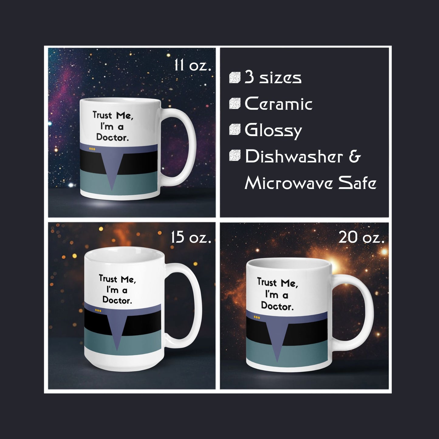 Dr. Crusher Starfleet coffee mug, TNG Chief Medical Officer mug, Trekkie gift for Star Trek fans