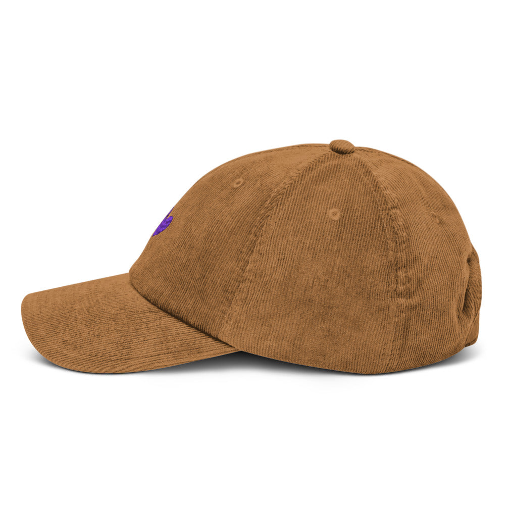 Casual corduroy hat with heart embroidery