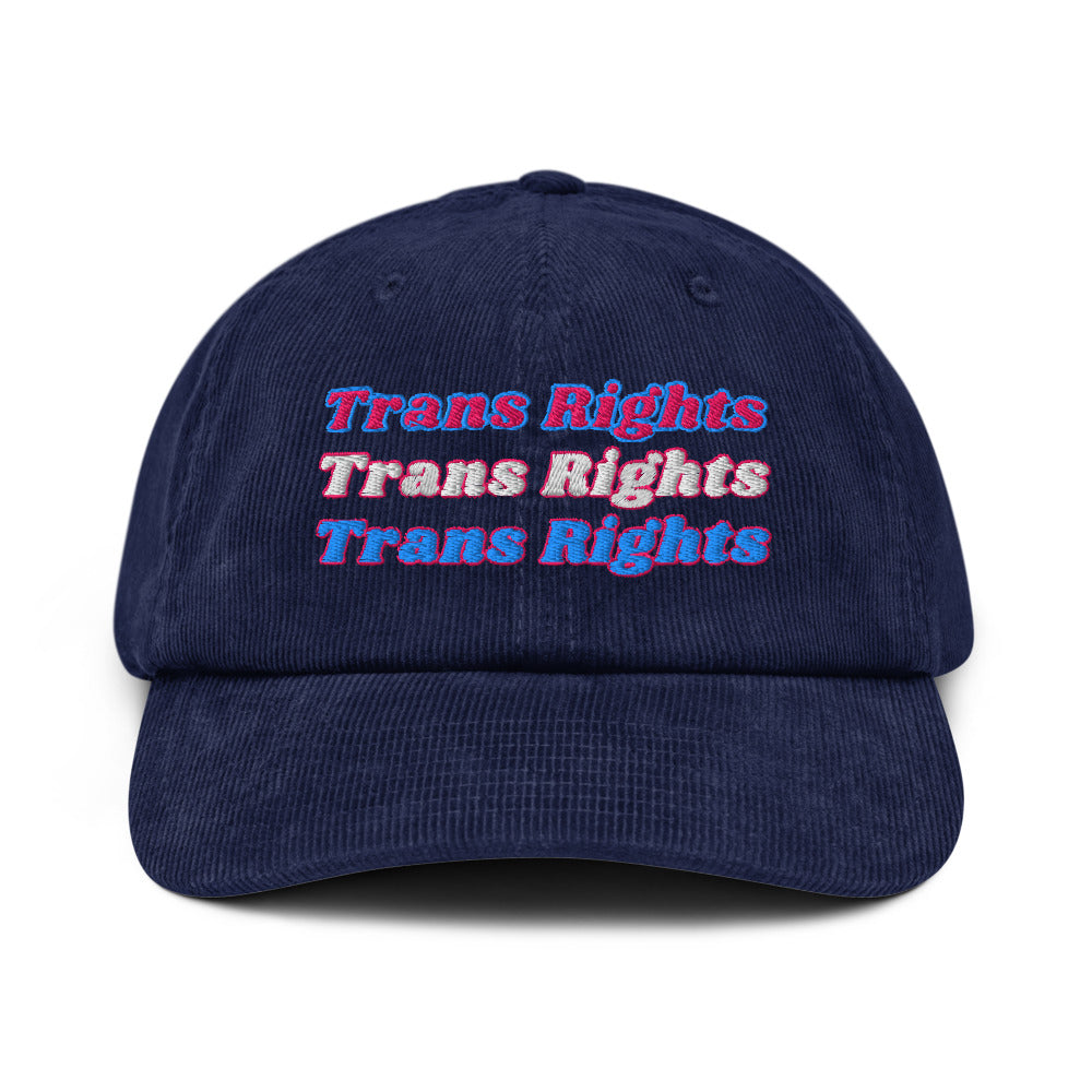 Trans Rights embroidered corduroy hat