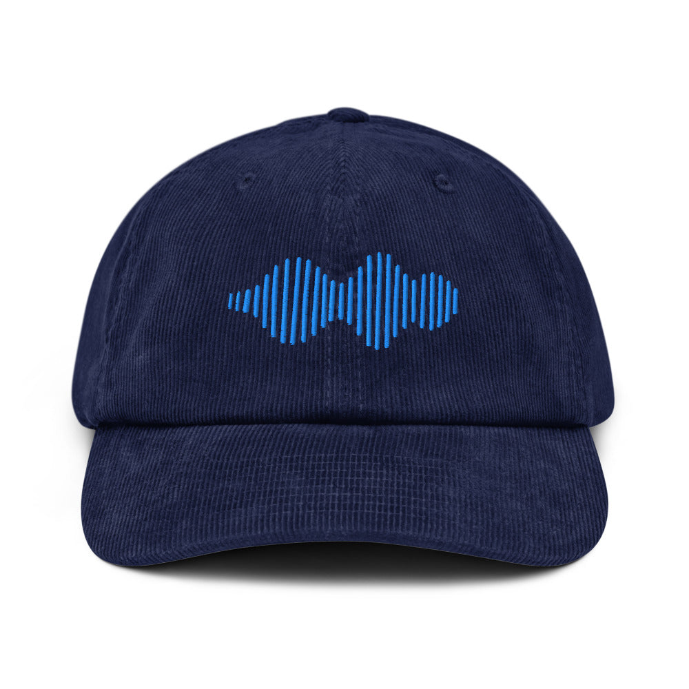 Corduroy hat with soundwave design