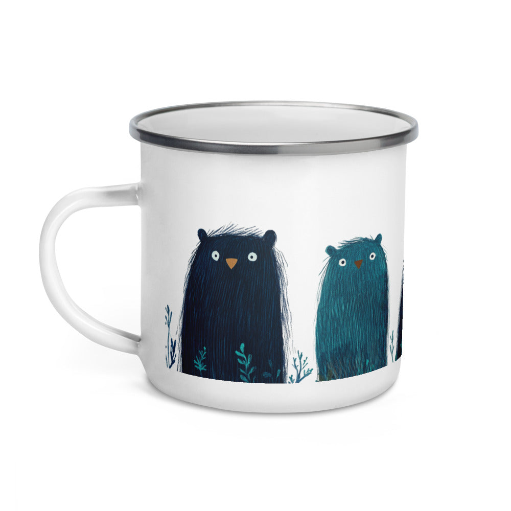Nature-themed enamel mug