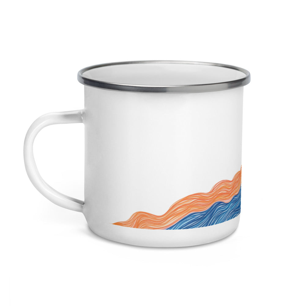 Cute animal sketch on enamel mug