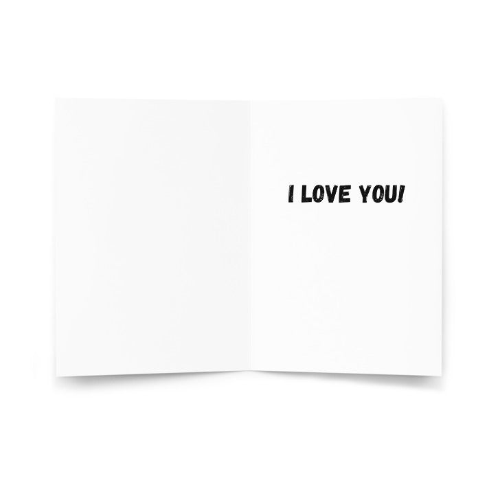 Close-up of the cactus greeting card showcasing vibrant colors and minimalist line art, ideal for sending love and laughter to friends and partners on special occasions.