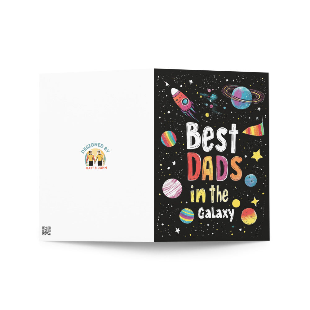 Inside view of the blank greeting card, providing ample space for personal messages celebrating gay dads on special occasions.