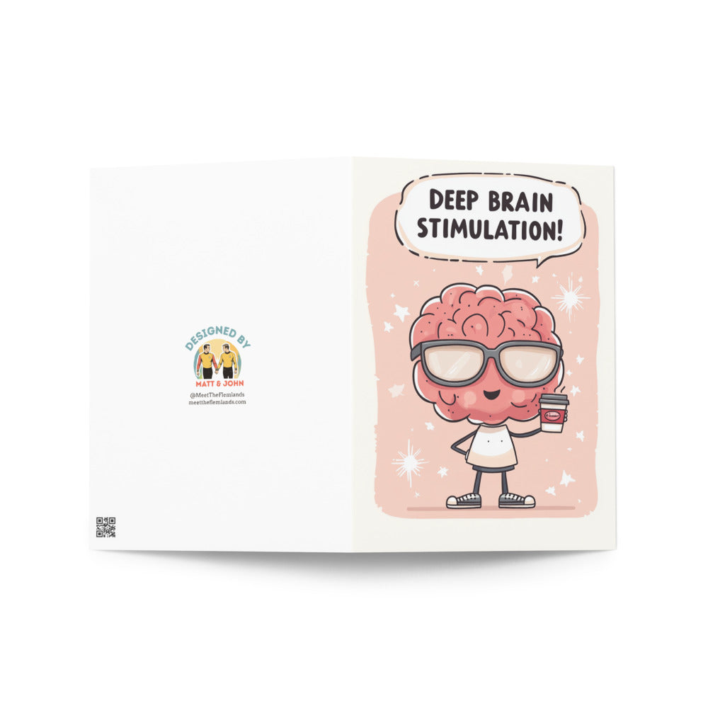 Inside view of the Deep Brain Stimulation greeting card, showcasing the blank space for personal messages, perfect for birthdays, thank you notes, or friendly encouragement.