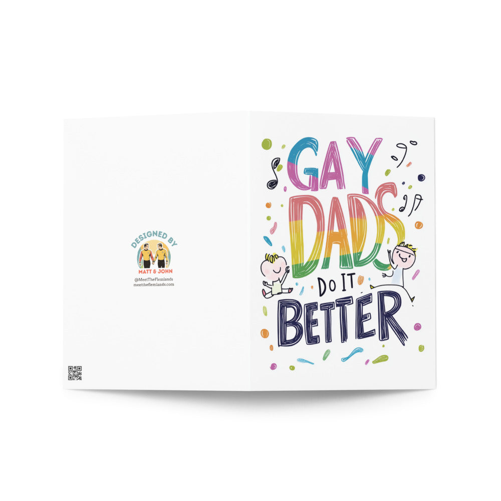 Showcase of the blank inside of the Father's Day card for gay dads, allowing space for heartfelt personal messages, ideal for expressing love and appreciation.