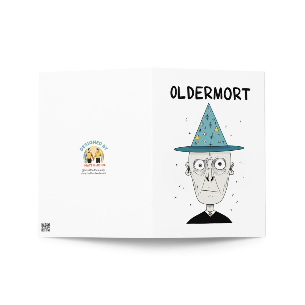 Inside of the Oldemort card showing the blank interior ready for personal messages, suitable for heartfelt notes and unique birthday greetings for friends and family.