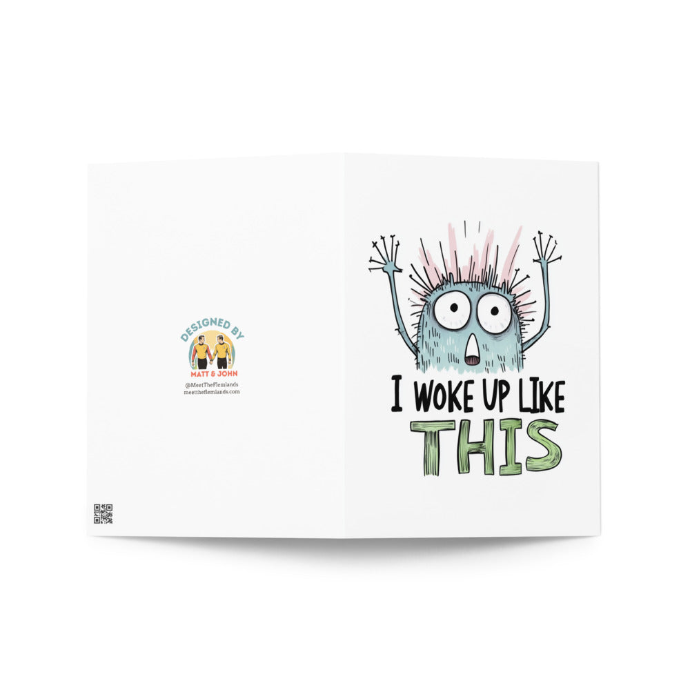 Fun and playful monster illustration on a greeting card, capturing the essence of humor and whimsy for any occasion.