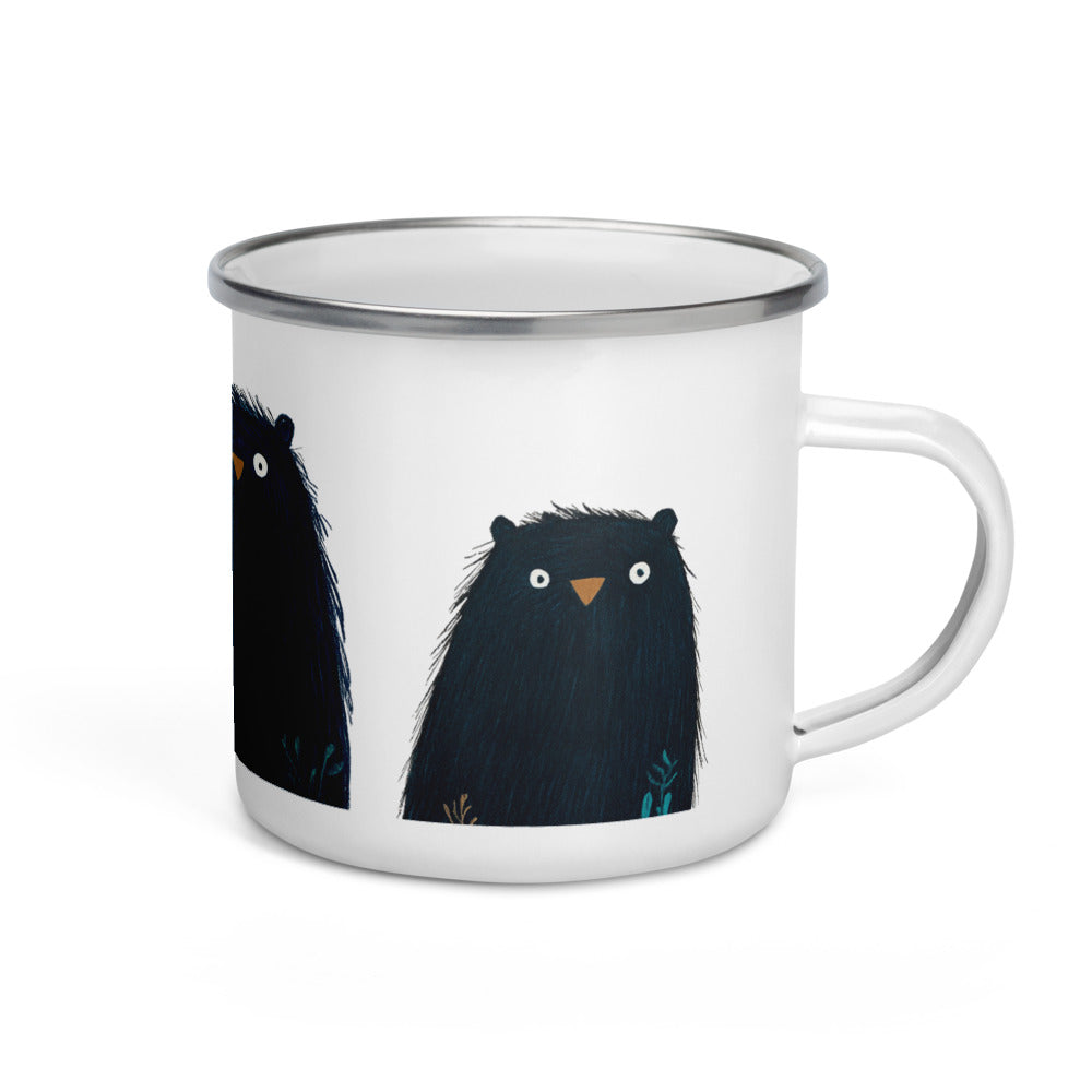 Whimsical Bear Enamel Mug - Cute Animal Lovers Gift for Nature Enthusiasts and Coffee Addicts