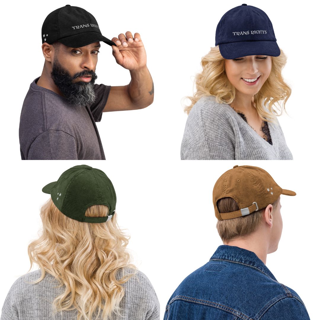 Thank you for supporting LGBTQ+ creators—each "Trans Rights" hat is made with love and pride!