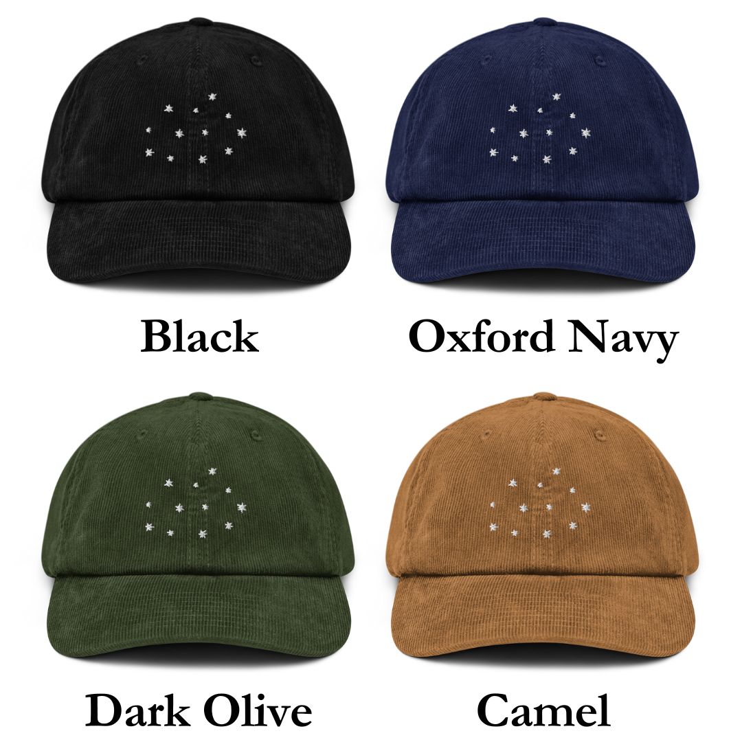 Side view of "Celestial Stars" hat, featuring delicate embroidered stars inspired by fantasy book aesthetics.