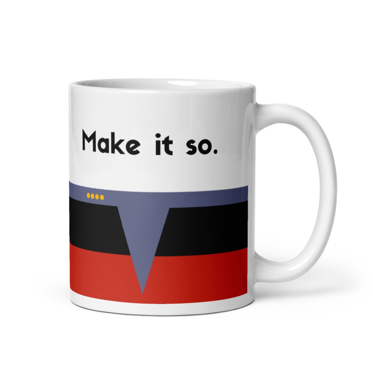Picard "Make it So" Starfleet coffee mug, Jean-Luc Picard TNG gift, red command stripe mug for leaders
