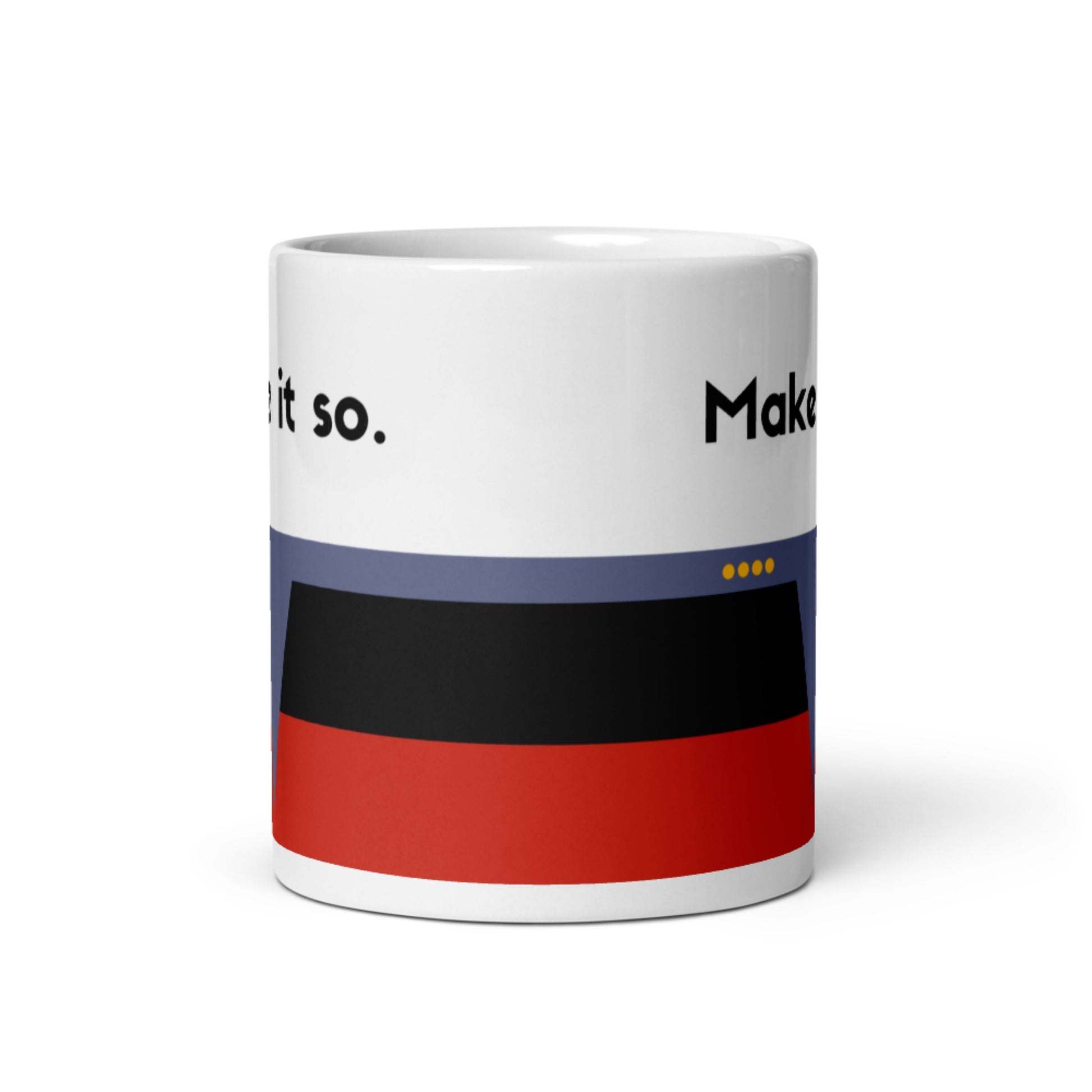 Picard "Make it So" Starfleet coffee mug, Jean-Luc Picard TNG gift, red command stripe mug for leaders