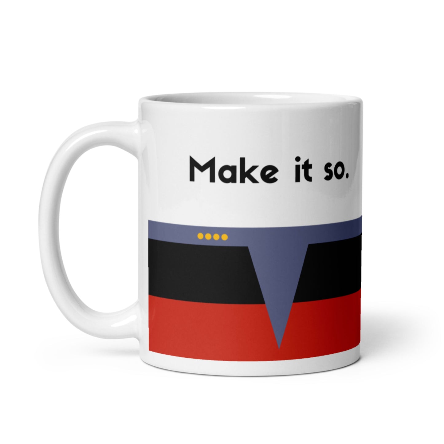 Picard "Make it So" Starfleet coffee mug, Jean-Luc Picard TNG gift, red command stripe mug for leaders