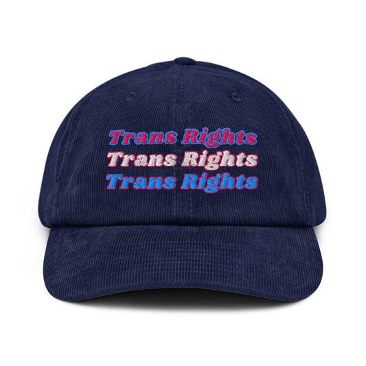 Trans Rights embroidered corduroy hat