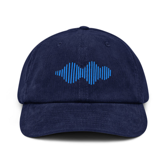 Corduroy hat with soundwave design