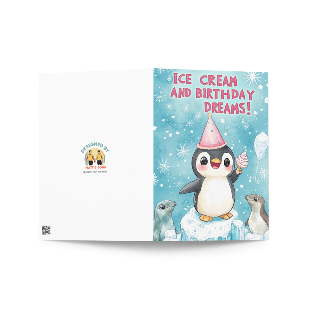 Kawaii penguin on iceberg illustration
