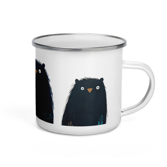Whimsical bear enamel mug design