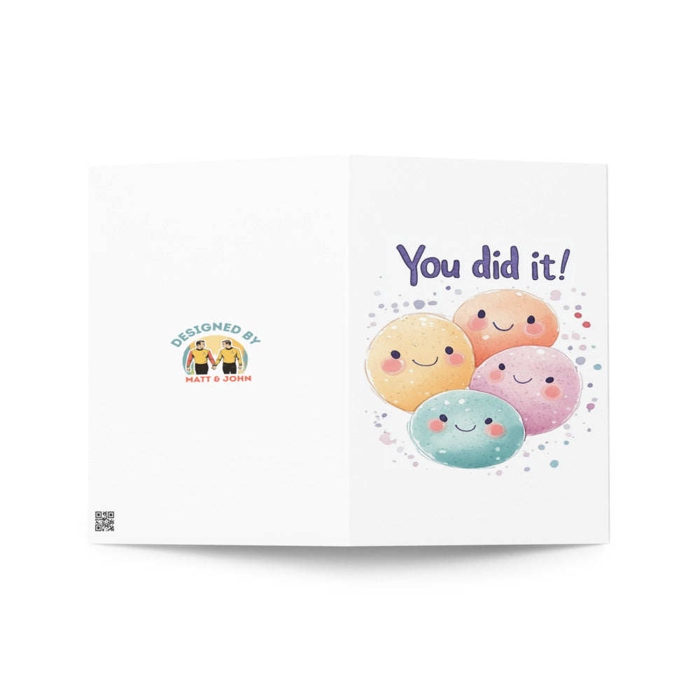 Inside view of the 'You Did It!' greeting card, showing the blank space for heartfelt messages, perfect for adding personal touches to congratulate loved ones on their accomplishments.