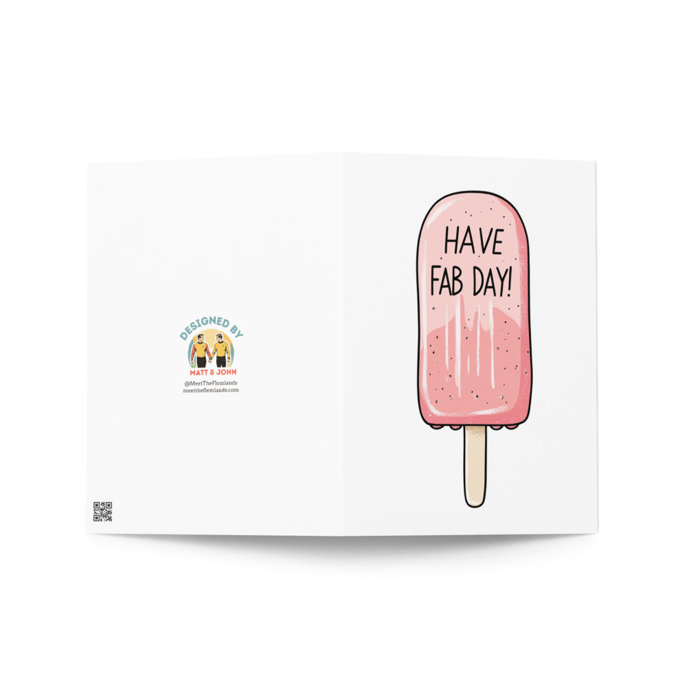 Whimsical greeting card showing a popsicle design, great for birthdays, celebrations, or simply to brighten someone's day.