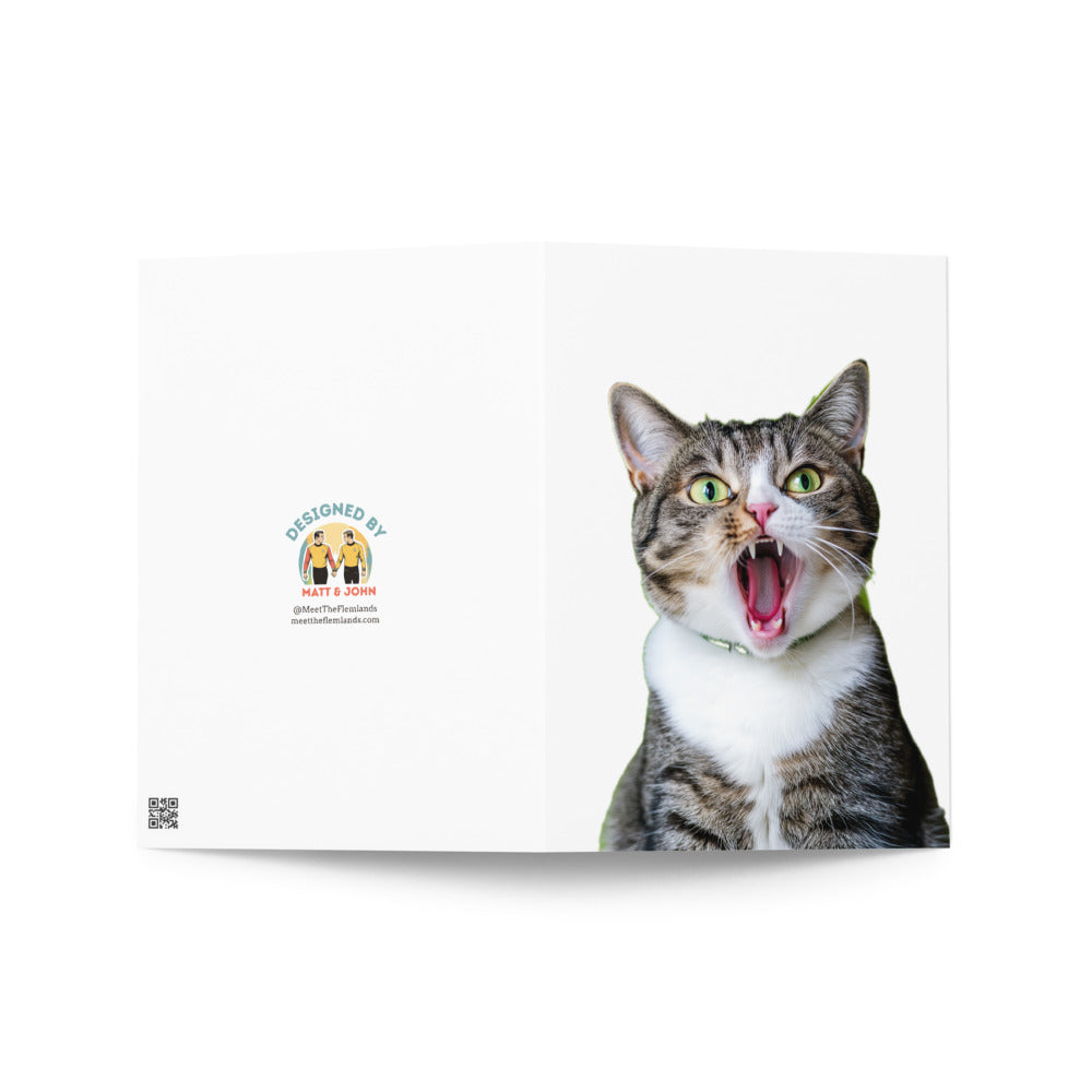 Cute Kawaii cat greeting card with a blank interior, perfect for personal messages and creative notes for any occasion.
